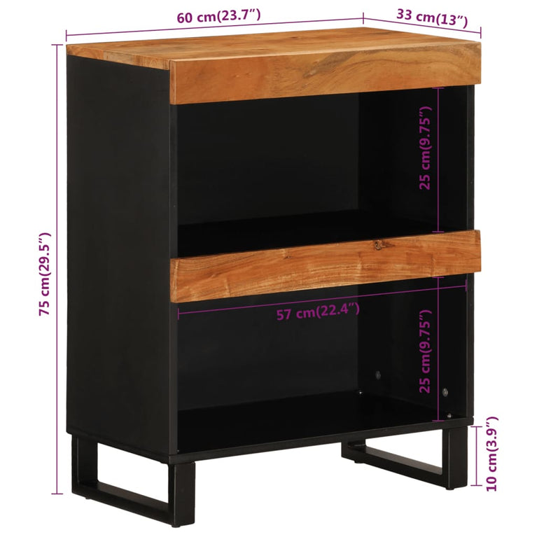 Bijzetkast 60x33x75 cm massief acaciahout MeubelReus