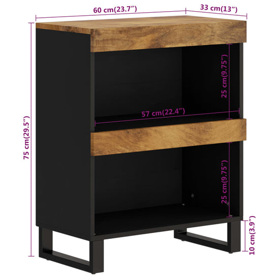 Bijzetkast 60x33x75 cm massief mangohout MeubelReus