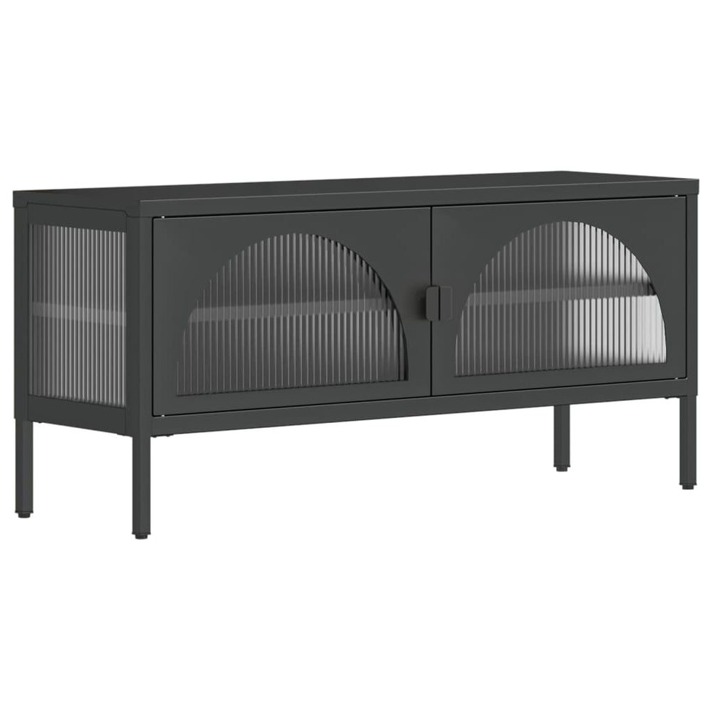 Tv-meubel 105x35x50 cm glas en staal zwart MeubelReus