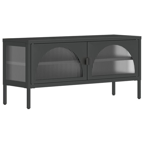 Tv-meubel 105x35x50 cm glas en staal zwart MeubelReus