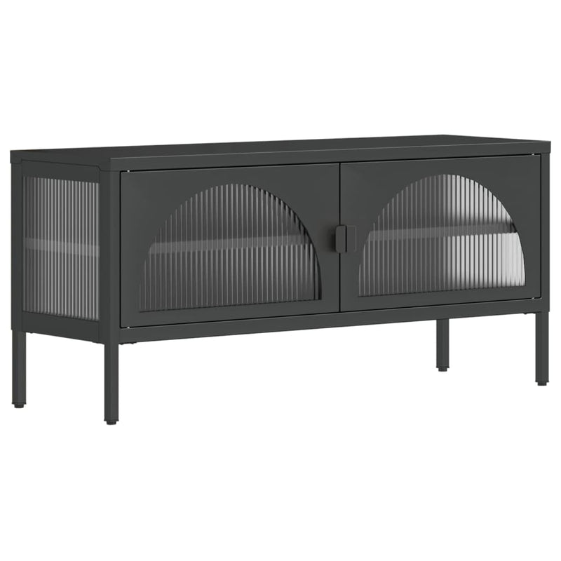 Tv-meubel 105x35x50 cm glas en staal zwart MeubelReus