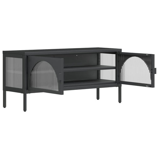 Tv-meubel 105x35x50 cm glas en staal zwart MeubelReus