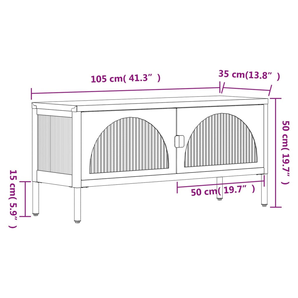 Tv-meubel 105x35x50 cm glas en staal zwart MeubelReus