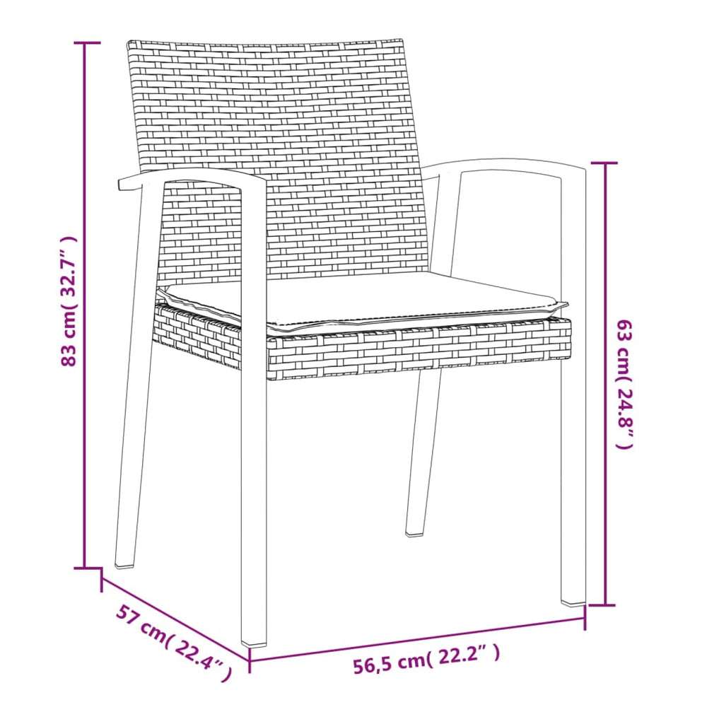 Tuinstoelen 2 st met kussens 56,5x57x83 cm poly rattan zwart MeubelReus