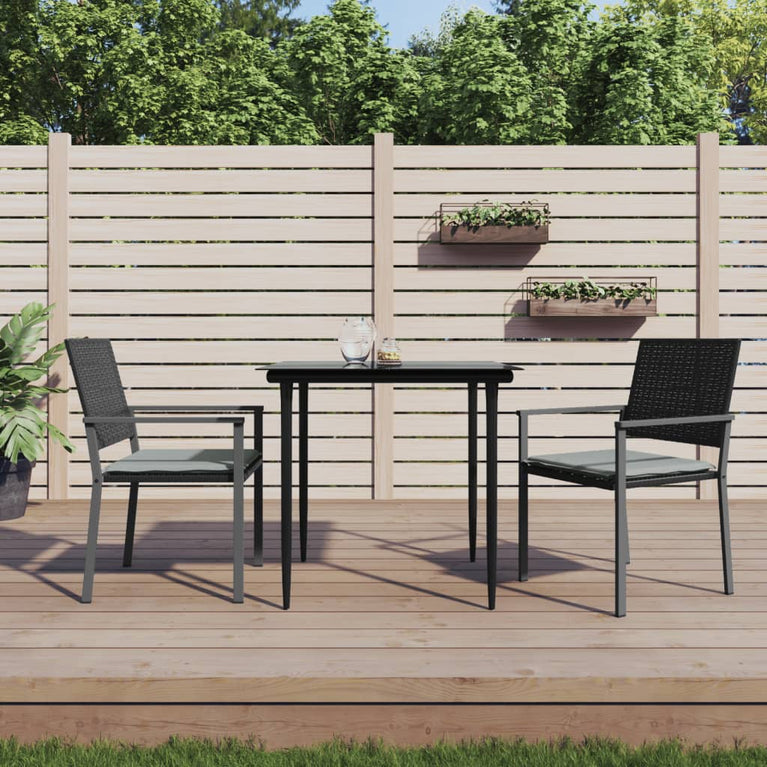 Tuinstoelen 2 st met kussens 54x62,5x89 cm poly rattan zwart MeubelReus