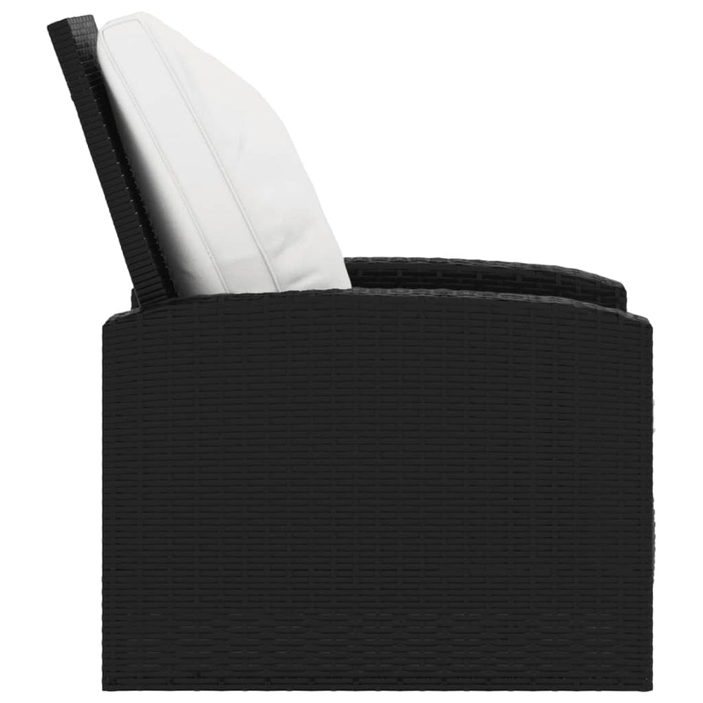 Tuinstoel met kussens verstelbaar poly rattan zwart MeubelReus