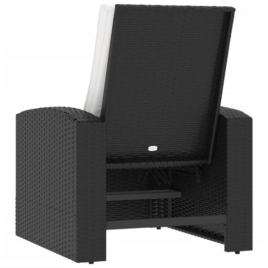 Tuinstoel met kussens verstelbaar poly rattan zwart MeubelReus