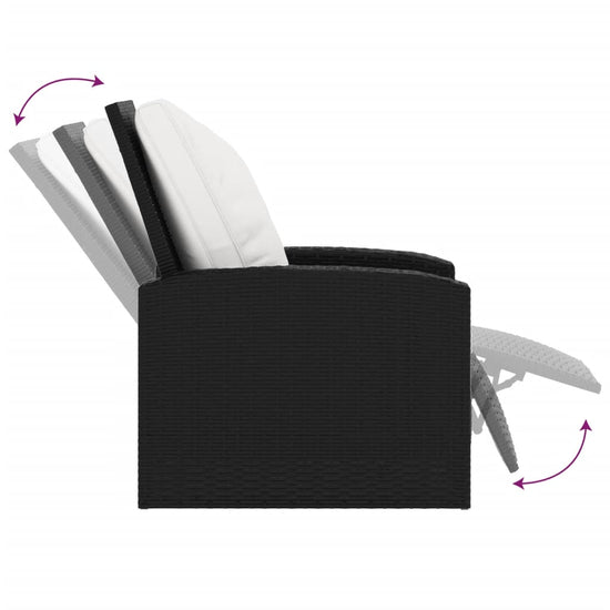 Tuinstoel met kussens verstelbaar poly rattan zwart MeubelReus