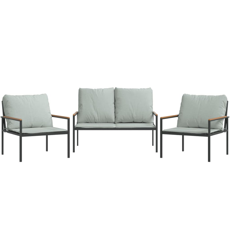 3-delige Loungeset met kussens staal antracietkleurig MeubelReus