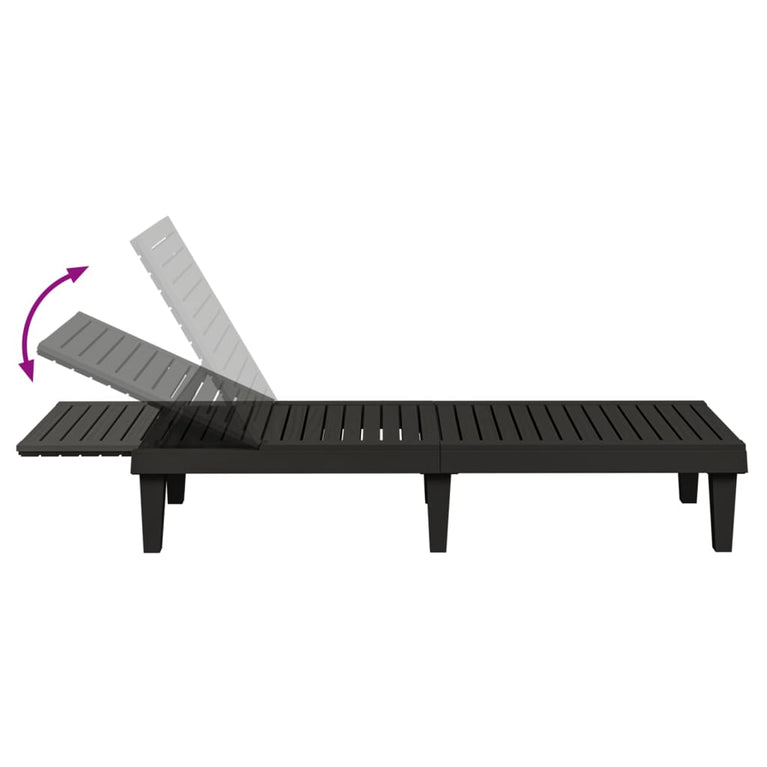 Ligbed 155x58x83 cm polypropeen zwart MeubelReus