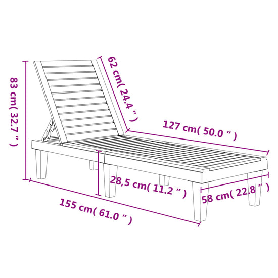 Ligbed 155x58x83 cm polypropeen lichtbruin MeubelReus