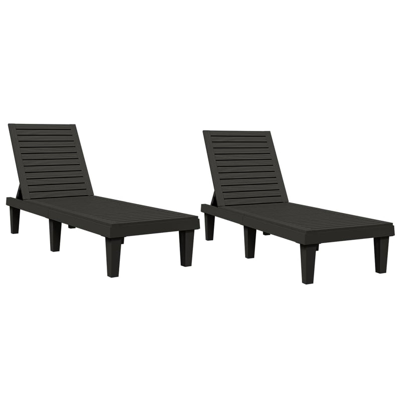 Ligbedden 2 st 155x58x83 cm polypropeen zwart MeubelReus