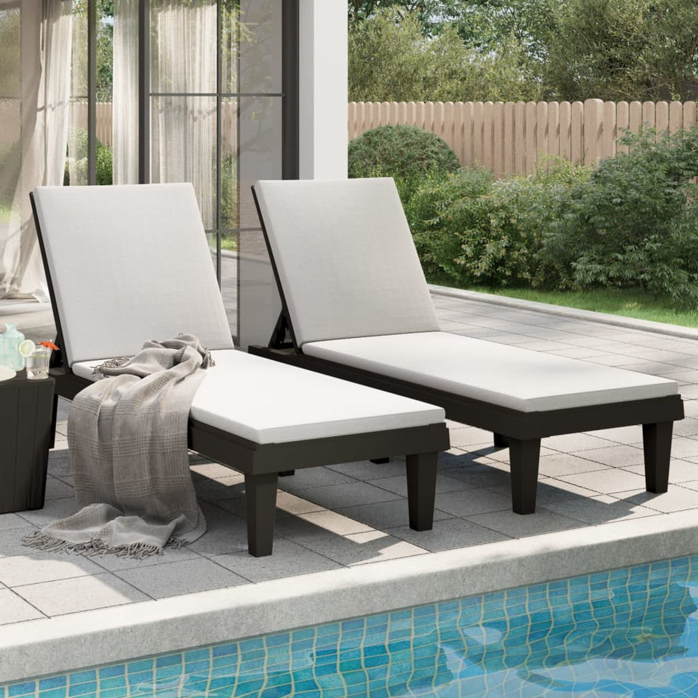 Ligbedden 2 st 155x58x83 cm polypropeen zwart MeubelReus