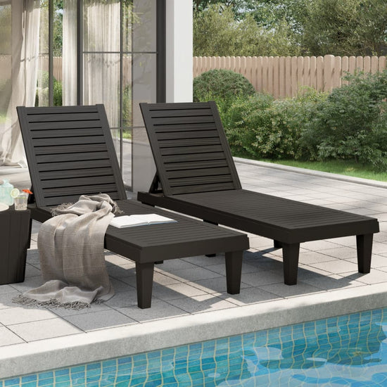 Ligbedden 2 st 155x58x83 cm polypropeen zwart MeubelReus