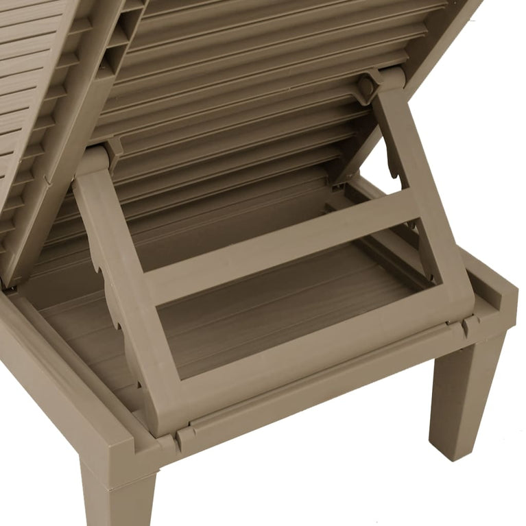 Ligbedden 2 st 155x58x83 cm polypropeen lichtbruin MeubelReus