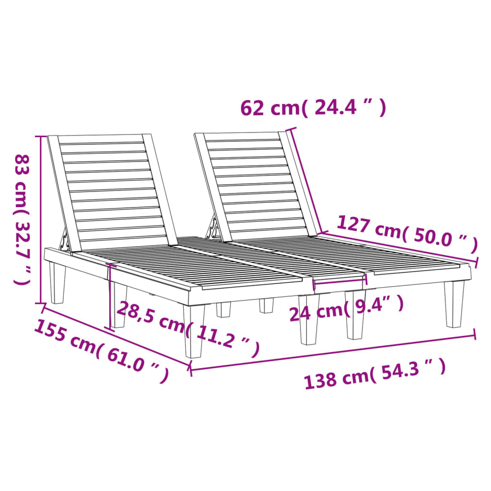 Ligbed tweepersoons 155x138x83 cm polypropeen zwart MeubelReus