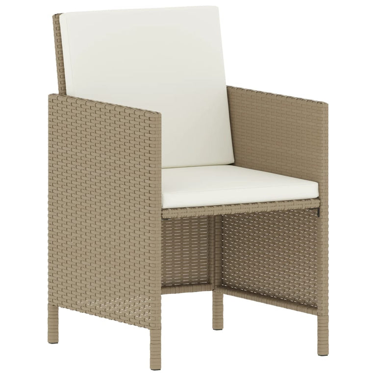 6-delige Tuinset met kussens poly rattan beige