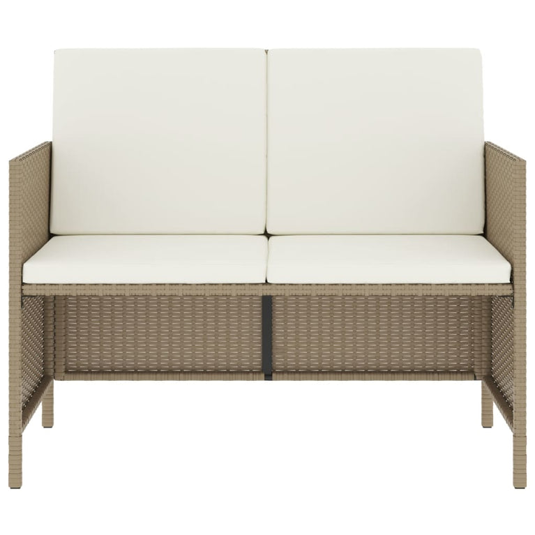 6-delige Tuinset met kussens poly rattan beige