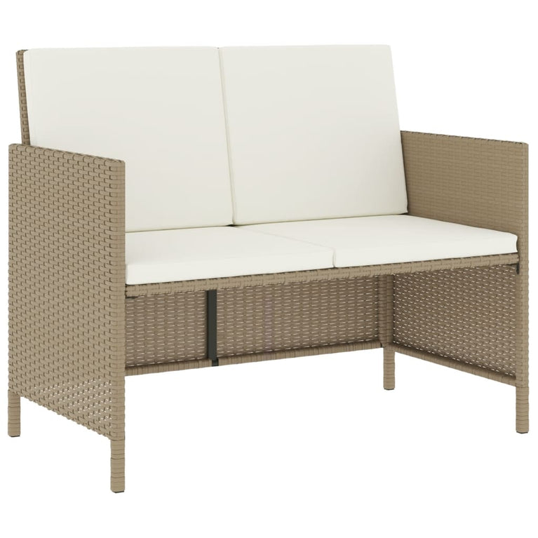 6-delige Tuinset met kussens poly rattan beige