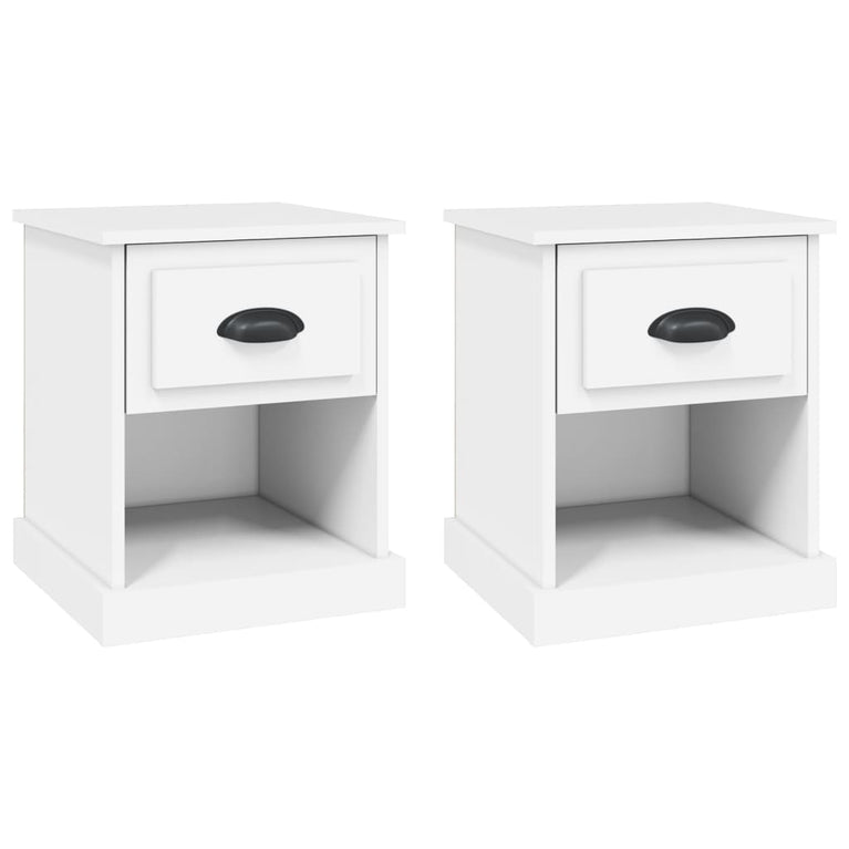 Nachtkastjes 2 st 39x39x47,5 cm bewerkt hout wit MeubelReus