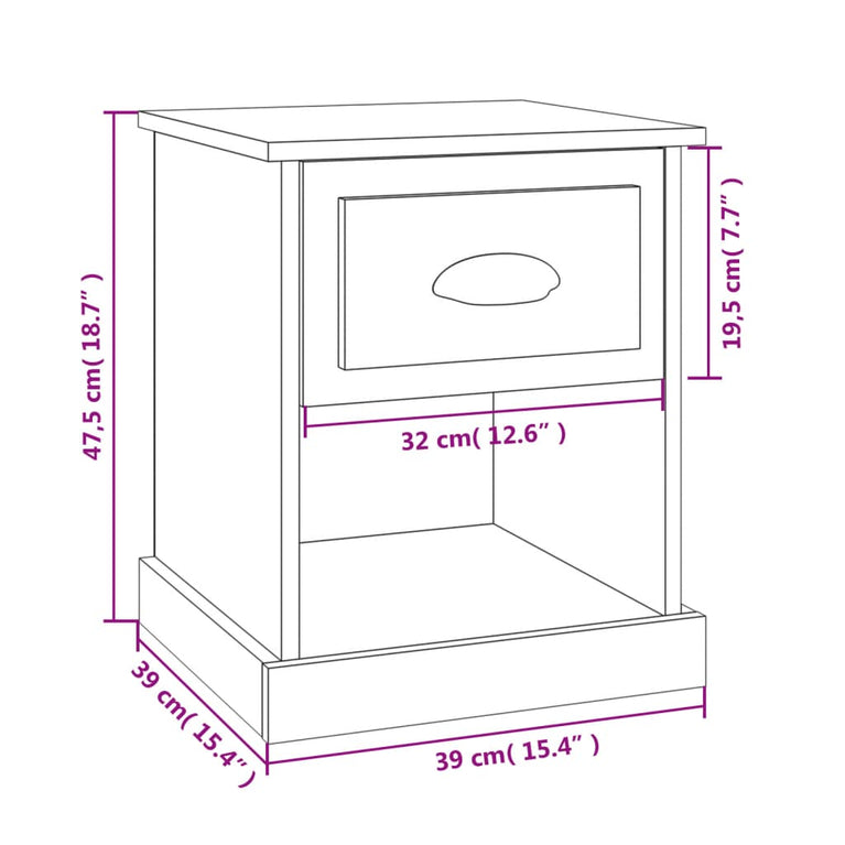 Nachtkastjes 2 st 39x39x47,5 cm bewerkt hout wit MeubelReus