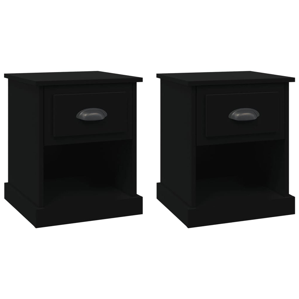 Nachtkastjes 2 st 39x39x47,5 cm bewerkt hout zwart MeubelReus