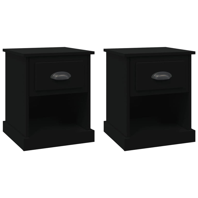 Nachtkastjes 2 st 39x39x47,5 cm bewerkt hout zwart MeubelReus