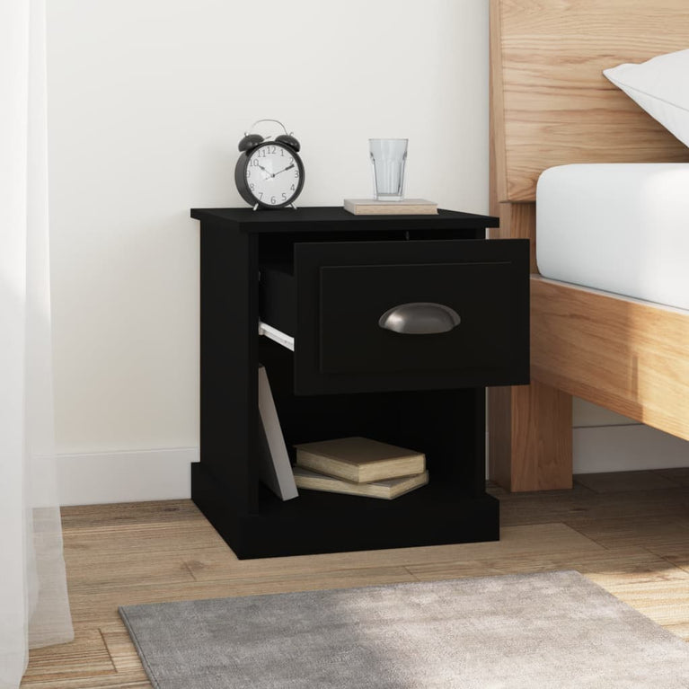 Nachtkastjes 2 st 39x39x47,5 cm bewerkt hout zwart MeubelReus