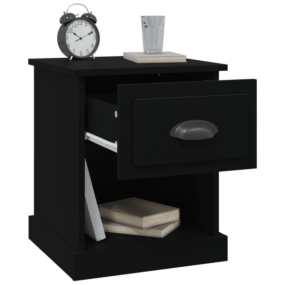 Nachtkastjes 2 st 39x39x47,5 cm bewerkt hout zwart MeubelReus
