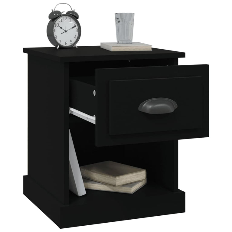 Nachtkastjes 2 st 39x39x47,5 cm bewerkt hout zwart MeubelReus