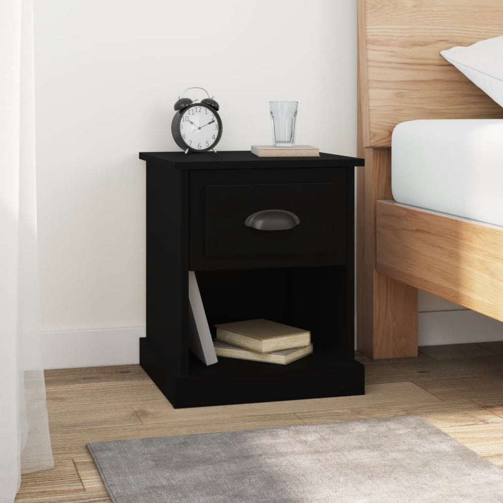Nachtkastjes 2 st 39x39x47,5 cm bewerkt hout zwart MeubelReus