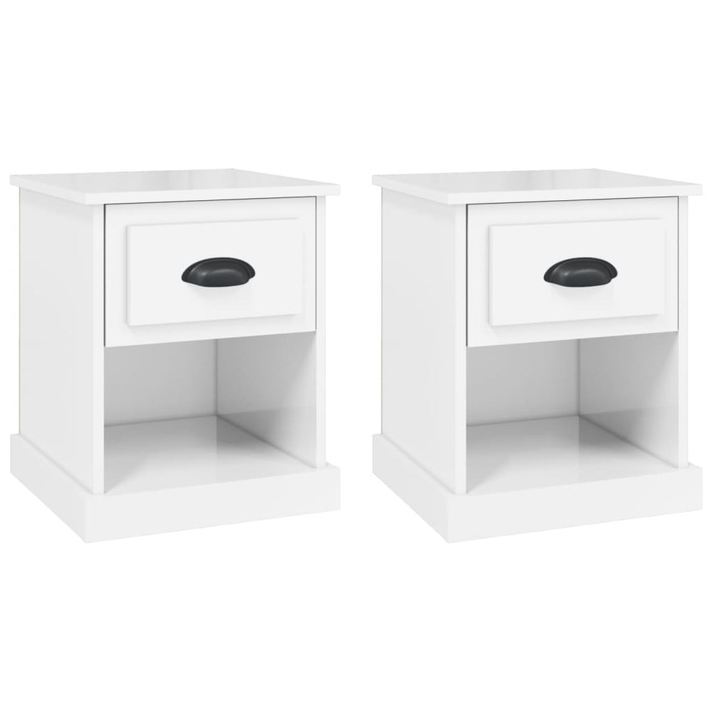 Nachtkastjes 2 st 39x39x47,5 cm bewerkt hout hoogglans wit MeubelReus