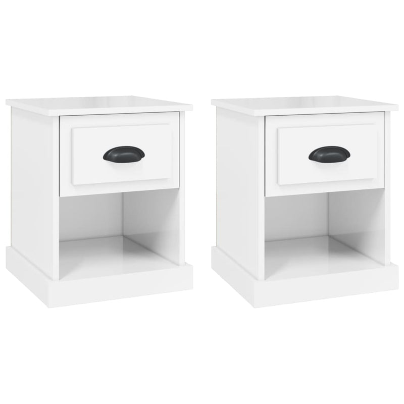 Nachtkastjes 2 st 39x39x47,5 cm bewerkt hout hoogglans wit MeubelReus