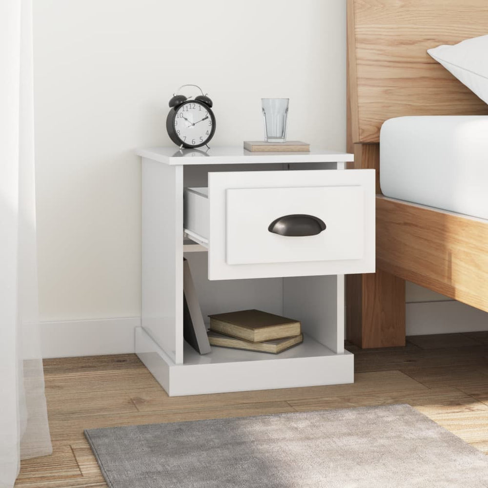 Nachtkastjes 2 st 39x39x47,5 cm bewerkt hout hoogglans wit MeubelReus