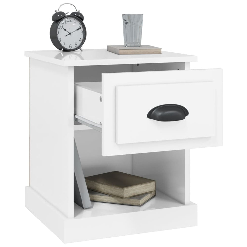 Nachtkastjes 2 st 39x39x47,5 cm bewerkt hout hoogglans wit MeubelReus