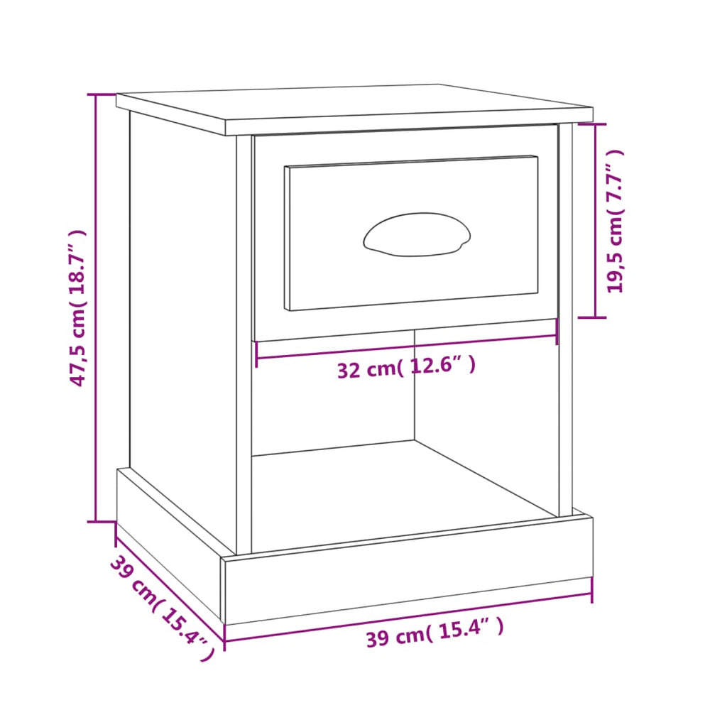 Nachtkastjes 2 st 39x39x47,5 cm bewerkt hout hoogglans wit MeubelReus