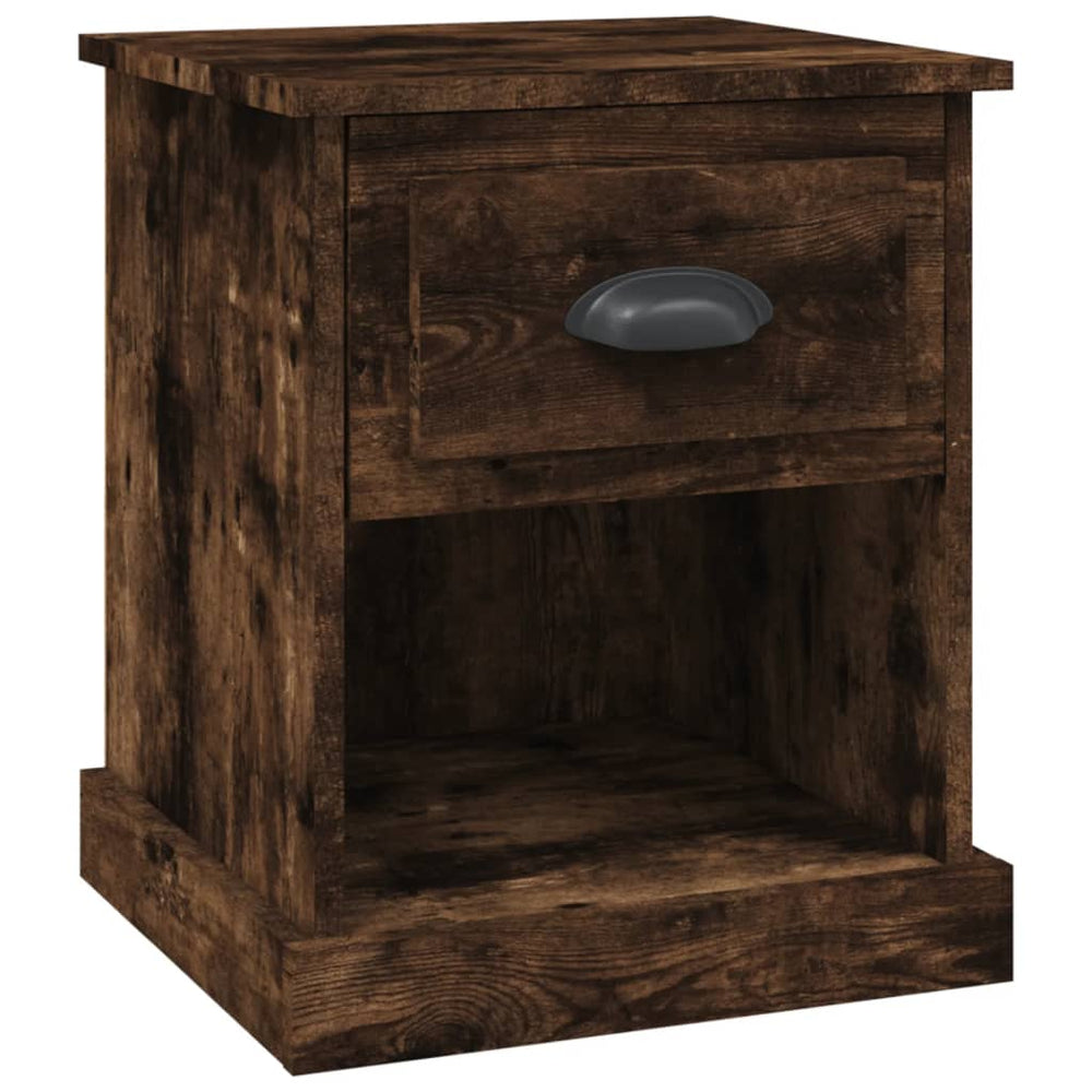 Nachtkastje 39x39x47,5 cm bewerkt hout gerookt eiken MeubelReus