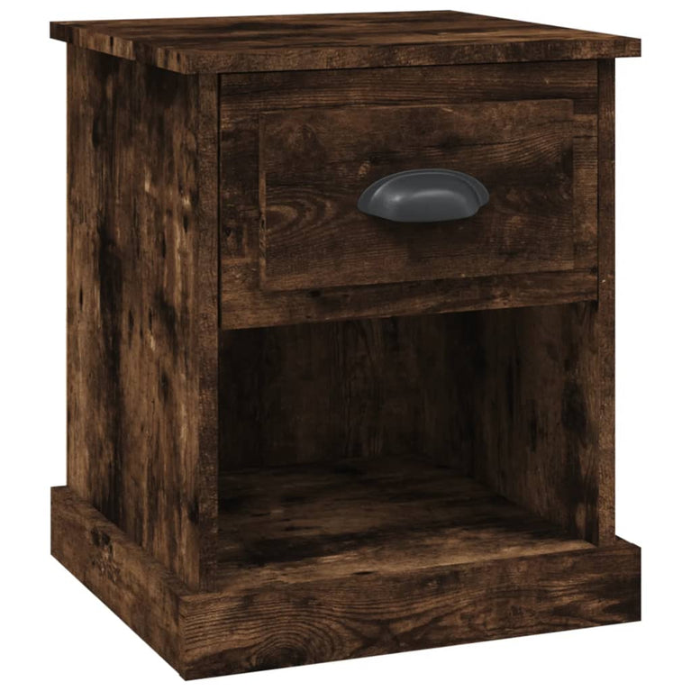 Nachtkastje 39x39x47,5 cm bewerkt hout gerookt eiken MeubelReus