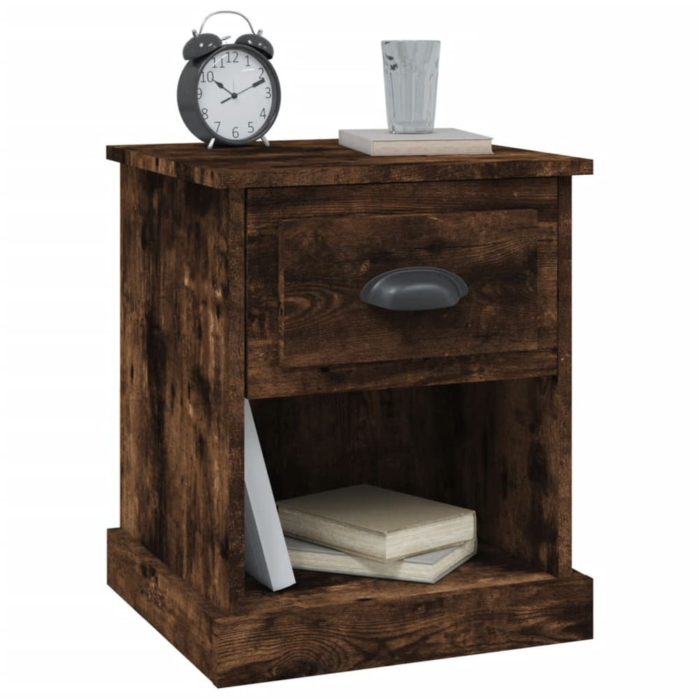 Nachtkastje 39x39x47,5 cm bewerkt hout gerookt eiken MeubelReus