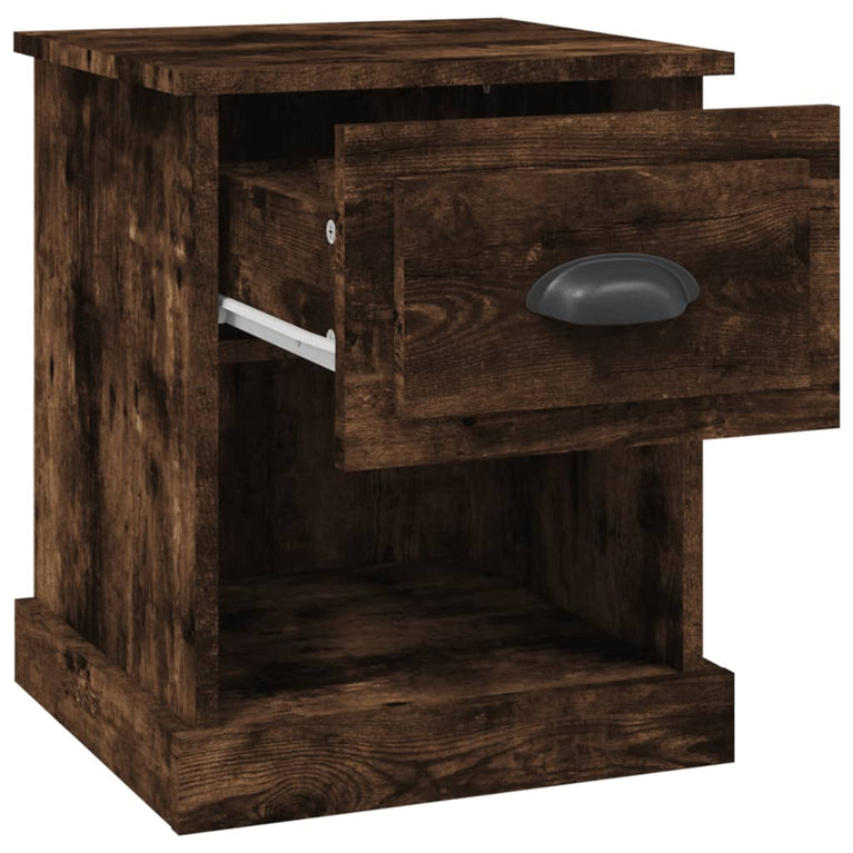 Nachtkastje 39x39x47,5 cm bewerkt hout gerookt eiken MeubelReus