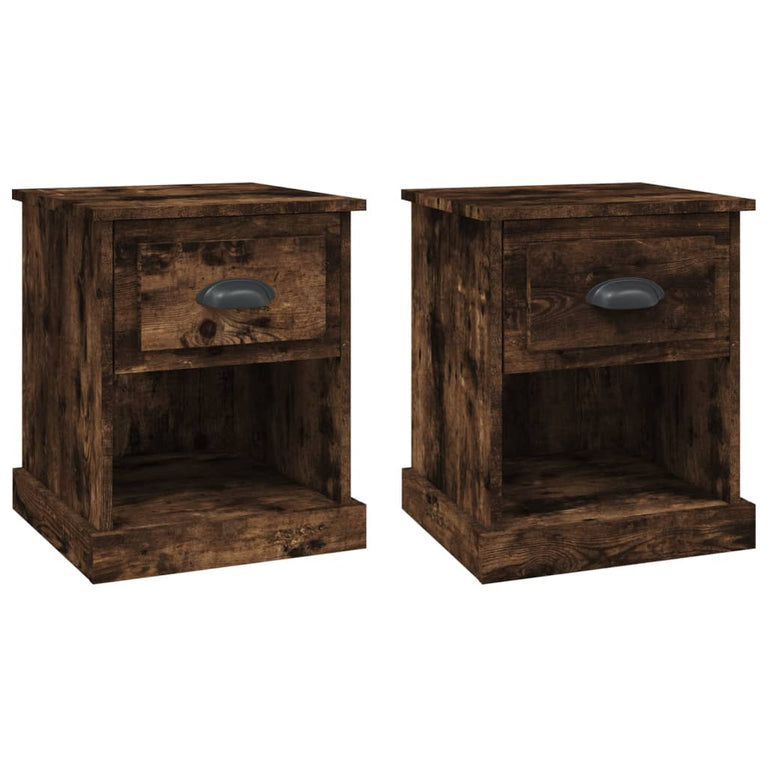 Nachtkastjes 2 st 39x39x47,5 cm bewerkt hout gerookt eikenkleur MeubelReus