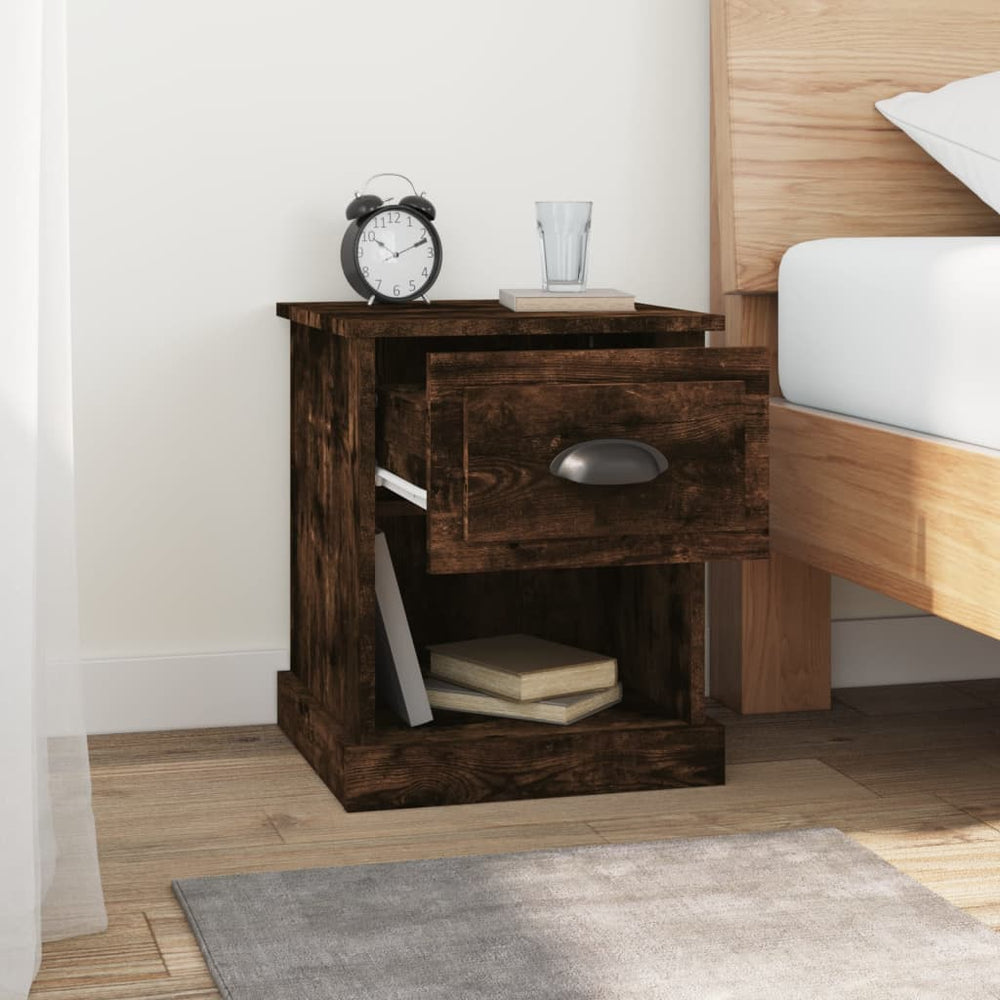 Nachtkastjes 2 st 39x39x47,5 cm bewerkt hout gerookt eikenkleur MeubelReus