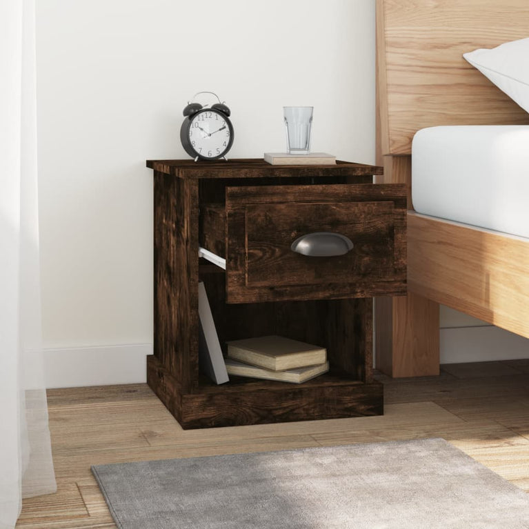 Nachtkastjes 2 st 39x39x47,5 cm bewerkt hout gerookt eikenkleur MeubelReus