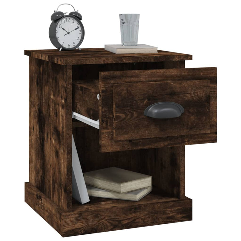 Nachtkastjes 2 st 39x39x47,5 cm bewerkt hout gerookt eikenkleur MeubelReus