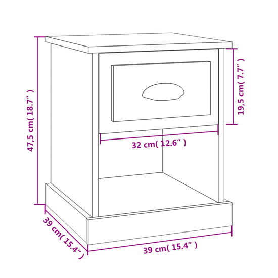 Nachtkastjes 2 st 39x39x47,5 cm bewerkt hout gerookt eikenkleur MeubelReus