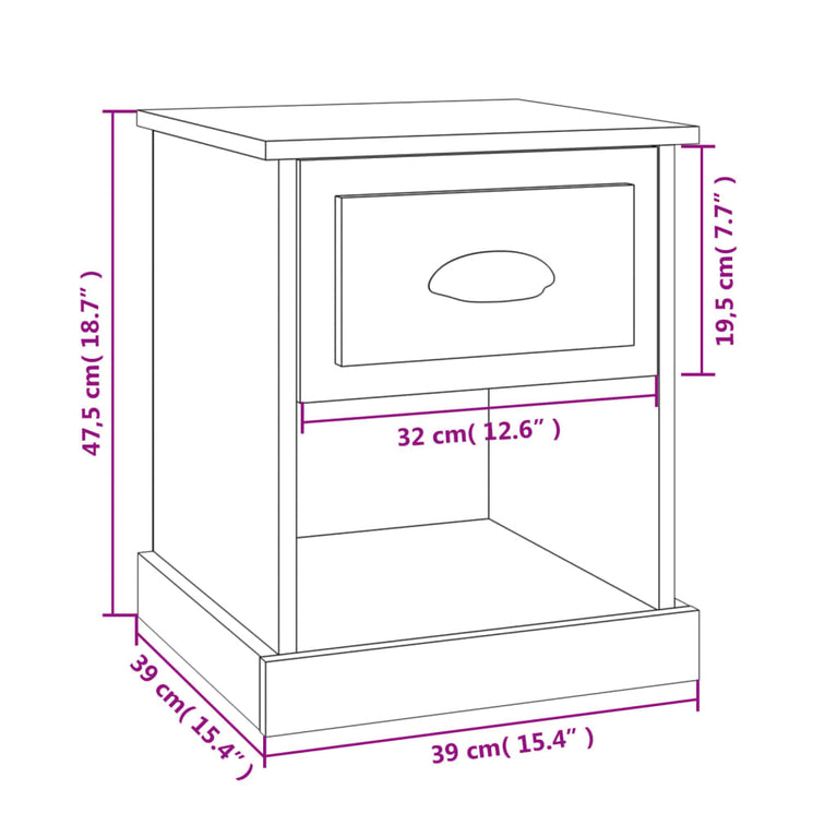 Nachtkastjes 2 st 39x39x47,5 cm bewerkt hout gerookt eikenkleur MeubelReus