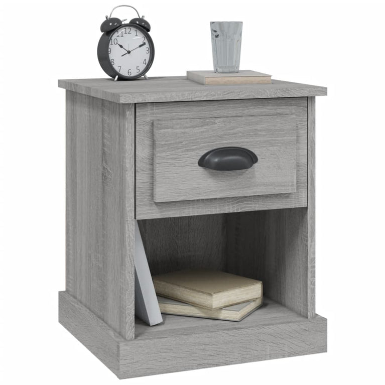 Nachtkastje 39x39x47,5 cm bewerkt hout grijs sonoma eikenkleur MeubelReus