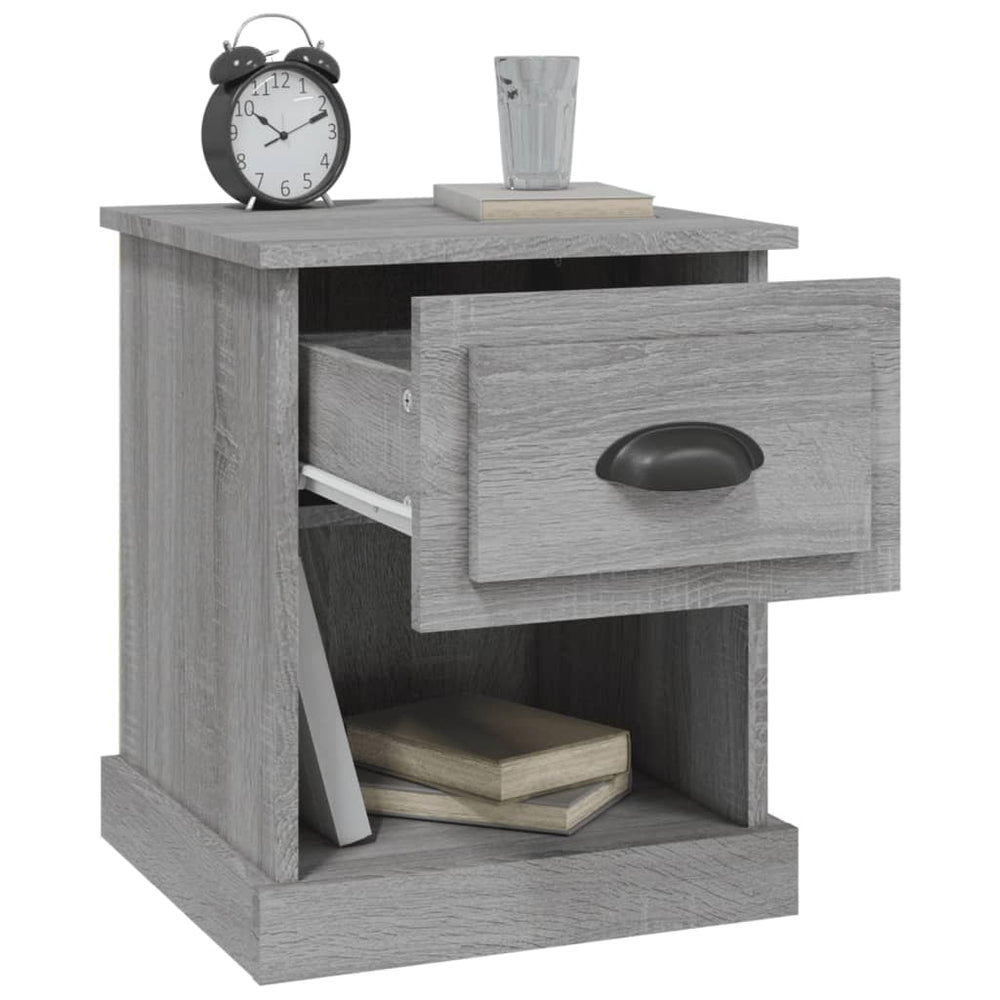 Nachtkastje 39x39x47,5 cm bewerkt hout grijs sonoma eikenkleur MeubelReus
