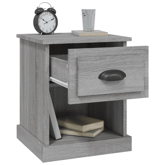 Nachtkastje 39x39x47,5 cm bewerkt hout grijs sonoma eikenkleur MeubelReus