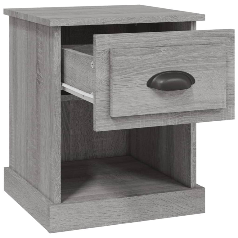 Nachtkastje 39x39x47,5 cm bewerkt hout grijs sonoma eikenkleur MeubelReus